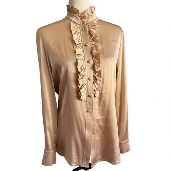 St. John Collection Silk Ruffle Blouse - Picture 2 of 8